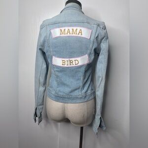 J Brand Denim Jacket Medium Mama Bird Patch Back